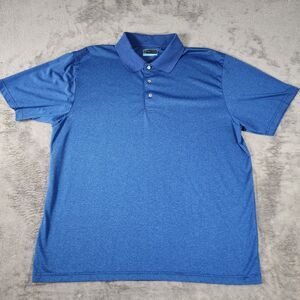 PGA Tour Men's Blue Solid Short Sleeve Collared Golf Polo Shirt Size 2XL
